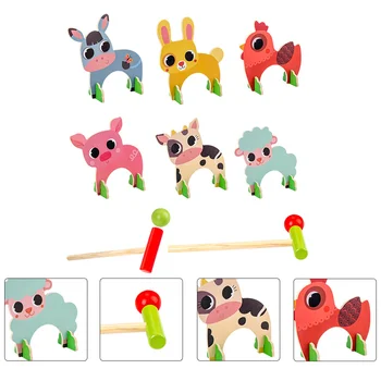 Kroket Set Kidsgamegames Loomade Woodenlawn Täiskasvanute Sätestatakse Loomade Vintageoutdoor Koolieelsete Mallets Pere Interaktiivne Wicket