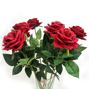 Kunstliku Sametise prantsuse Romantiline punane Roos Lilled Pulm Kimp DIY Korraldada Tabel Pulm Lilled Decor Pool aksessuaar 1tk