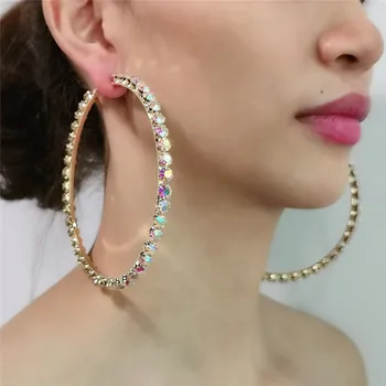 Lady Fashion Rhinestone Suur Ring Kõrvarõngad peen luksus Kõrvarõngad, särav kristall kõrvarõngad ehted lepinguosalise ehete hulgimüük