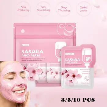 LAIKOU Sakura Mask Muda Värskendav Sügav Puhastus Valgendamine Pooride Vähenemine, Mask Näo Naha Hooldus Tooted