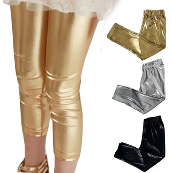 Lapsed Tüdrukud Kuldne Säärised Kärbitud Püksid Imiku Shinning Skinny Püksid Tõusis Säärised 2020. Aasta Uus INS Sügis Riided 4-10Y GL104