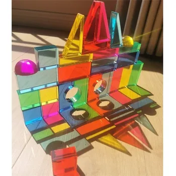 Lapsed Vikerkaar Lucite Tsüklilised Cube Virnastamine Geomeetriline Plokid Suur Läbipaistev Kolmnurk, Ristkülik Mänguasjad