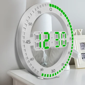 LED Seina Kell, Temperatuur, Termomeeter 3D Digitaalne Ümmarguse Helendav Äratus, Kalender Vaikne eest elutuba Kodu Kaunistamiseks