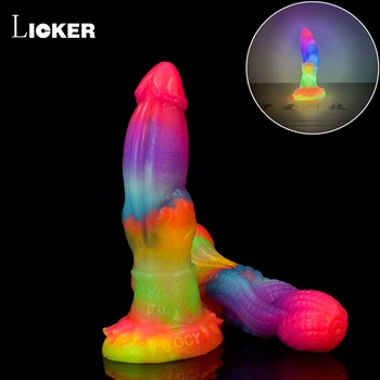 LICKER Uus Väike Helendav Dildo iminapp Multi Värv Realistlik Masturator Algajatele Tupe Stimuleerimiseks Seksi Mänguasjad