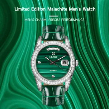 Limited edition malahhiit meeste vaata diamond watch automaatne mehaaniline vaadata liblikas lukk alligaator nahast rihm