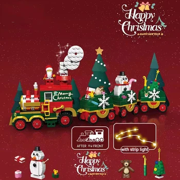Linn 621pcs Jõulupuu Rongi Televisiooni TV ehitusplokid Lumi Mees Santa Claus Koguda Mänguasjad Uue Aasta Kingitused Lastele