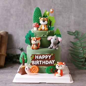 Loomade Kaelkirjak, Lõvi Fox Teenetemärgi Ahv Cake Toppers Lapsele Sünnipäev Beebi Sünnipäevaks Asjade Armas Kingitusi