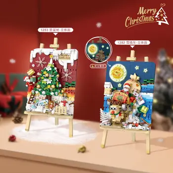 LOZ Mini Plokid Häid Jõule Jõuluvana Puu Maali Määrata, KES ehitusplokk Creative Desktop Teenetemärgi Tellised Mänguasi Lapsele Kingitus
