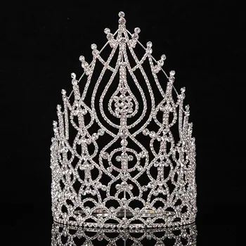 Luksus Euroopa Pulm Crown Vintage Ehted Etnilise Pruudi Juuksed Tiaras Tsirkoon CZ Mood Rhinestone Printsess Tiaras Ja Kroonid