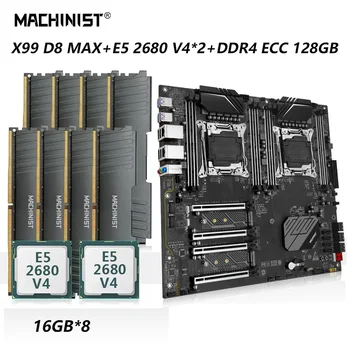 MASINIST X99 D8 MAX Emaplaadi LGA-2011-3 Dual CPU Kit Komplekt Xeon E5 2680 V4*2 Protsessor 128G=16G*8 DDR4 ECC RAM Kaheksa-Kanalid