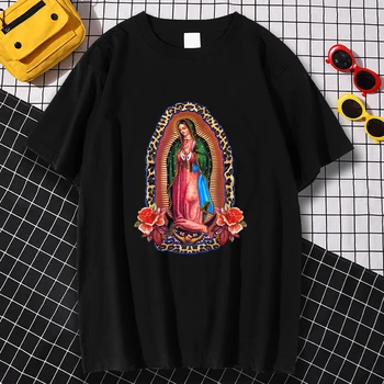 Mees, Naine, T-Särgid Neitsi Maarja Guadalupe Prindi Liiga Tops Hip-Hop Lahti Streetwear Tee Harajuku Vintage Suvel T-särgid