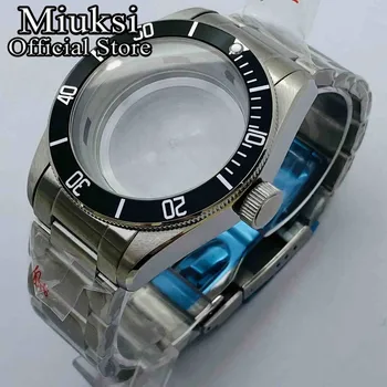 Miuksi 41mm silver watch juhul safiir klaas sobib NH35 NH36 ETA2836 Mingzhu DG2813 3804 Miyota 8205 8215 821A liikumine