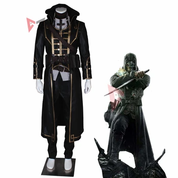 MMGG Uus Dishonored Cosplay Corvo Kostüüm Nahk Mantel, Püksid Halloween Mäng Anime Set Custom Made Size Meestele