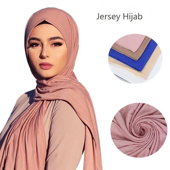 Modaal Puuvillane Jersey Hijab Moslemi Sall Headscarf Pehme Turban Tie Naised Pea Wrapid Plain Värvi Pika Salli foulard musulmane