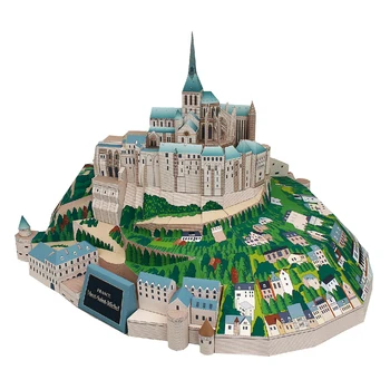 Mont-Saint-Michel, Prantsusmaa Paber Käsitöö Mudel Arhitektuuri 3D DIY Haridus Mänguasjad, Käsitöö Täiskasvanud Puzzle Mäng