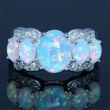 Mood liialdus suur hõbedane värv valge tulekahju opaal naiste sõrmus abielusõrmus kaasamine naiste ehted kingitused