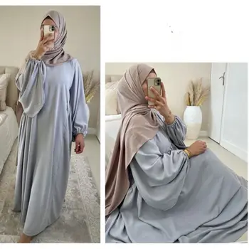 Moslemite Eid Dubai Abaya Ühes Tükis Puhvis Varrukad Palve Hijab Kleit Jilbab Seal Kaftan Islami Tagasihoidlik Rüü Aafrika Kleidid Djellaba Femme