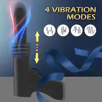 Must Relv Dildo Massager Automaatne Teleskoop Masturbatsioon Vibraator Naistele Meeste G-Spot Päraku ja tupe Tuss Adult Sex Mänguasja Masin