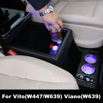 Mõeldud Mercedes-Benz Viana Vito W639 2004-2014 1x Center Konsooli Taga Kast Ladustamise LED Atmosfääri Kerge Traadita Laadimine