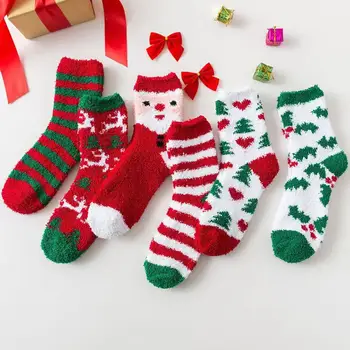 Naine Jõulud Sokid Naljakas Xmas Santa Claus Puu Lumehelves Põder Lumi Puuvill Toru Meeskonna Õnnelik Sokk Mehed Naljakas Sokken