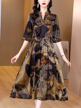Naiste Lilleline Natural Silk Satin Midi Kleit 2022 Kõrge Kvaliteedi Elegantne Bodycon Tanssiaiset Kleit Suvel Korea Vintage Casaul Vestidos