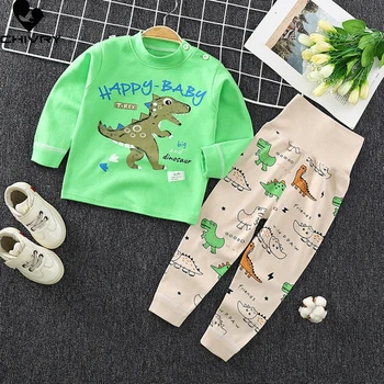 New Kids Poiste Puuvillane Pajama Komplekti Cartoon Prindi O-Kaeluse Armas T-Särk Tops koos Püksid Baby Tüdrukud, Lapsed Sügis Riided Komplekti