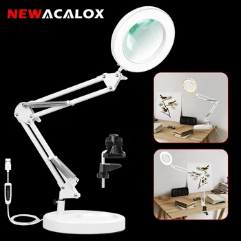 NEWACALOX 5X Valgustusega Luup USB 3 Värvi LED Luup jaoks jootekolb Remont/Table Lamp/Nahahooldus -, Ilu Vahend