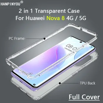 Näiteks Huawei Nova 8 9 SE 4G 5G 360 Täielikult Katta Läbipaistva Telefoni Juhul Kõva PC Raam + Pehme Silikoon TPÜ Tagasi Screen Protector Kest