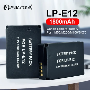 PALO 1-4tk LP-E12 LPE12 LP E12 Laetav Aku Canon EOS M EOS M10 EOS M50 EOS M100 100D Kiss X7 Mässuliste SL1 DSLR Kaamera