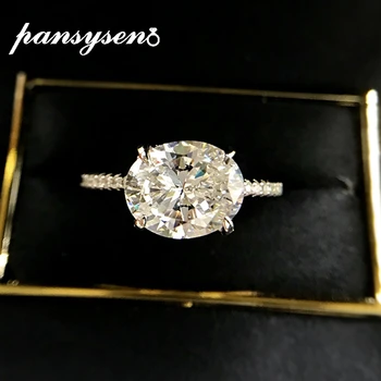 PANSYSEN 100% 925 Sterling Hõbe 8x10MM Ovaalne Loodud Moissanite Pulm Engagement Diamond Ring Daamid Trahvi Ehteid Hulgimüük