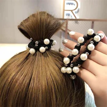 Pearl Juuksed Trossi Käevõru Dual-kasutada juukseaksessuaare Naistele Ringi Palli Peaga Lips Hobusesaba Kumm Bänd Naine Ornament Tarvikud