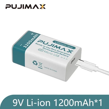 PUJIMAX 1tk 9V 1200mAh Li-ioon Laetav Aku Micro-USB-Patareid Multimeeter Mikrofon Mänguasi, Kaugjuhtimispuldi Massager