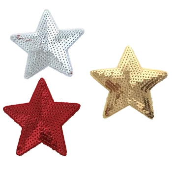 Punane/Gold/Silver Star Ehitud Raud Plaastrid Riided, Käekotid, 9x8.5 cm Litrid Viie-Star Tikandid Applique 10tk/palju