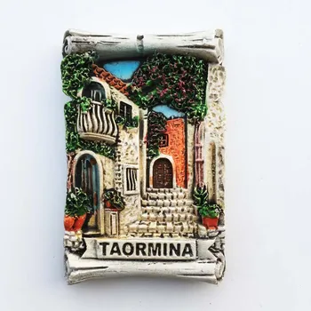 QIQIPP Taormina Street View Tourist Suveniiride Magnet Külmkapi Magneti Taormina, Sitsiilia, Itaalia