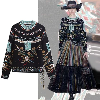 Raja Kampsun Naiste Luksus Brändi Disain Elegantne Vintage Tikandid Lahti Silmkoelised Pulloverid Tops Mujer Tõmba Femme Jõulud Uus