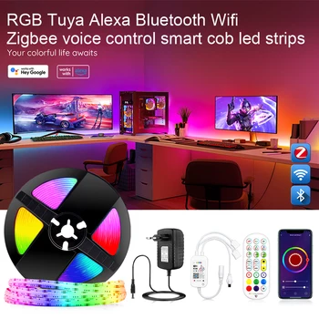 RGB COB LED Ribad hääljuhtimine Tuled Maja Teenetemärgi Valgustus Reguleeritav, Paindlik Tuya Alexa Bluetooth, Wifi, Zigbee Smart Home