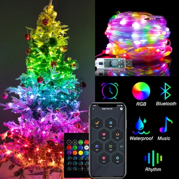 RGB IC Jõulud Tark Haldjas Kerge Bluetooth APP Kontrolli String LED Valgusega Muusika Rütmis Veekindel 2023 Xmas Valguse Poole Uut Aastat