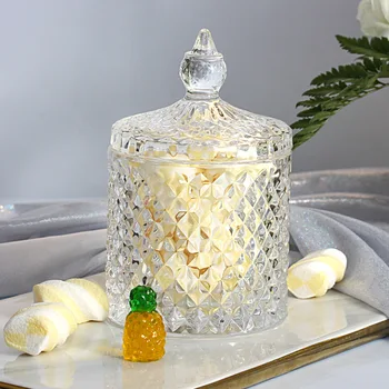 Rhombus Glass Candy Jar Aroomiteraapia Küünla Kasti Ehted Kaelakee Kast Klaasist Läbipaistev Konteiner Ladustamise Jar Elutuba Decor