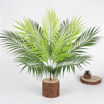 Roheline Kunstlik Palm Leaf Plastikust Taimed Troopiline Puu Haru Võltsitud Taimed Jungle Home Aed Decor Pulm Teenetemärgi Tarvik
