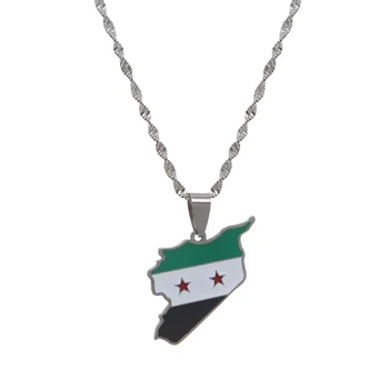 Roostevabast Terasest Trendikas Süüria Kaart Lipu Ripats Kaelakeed Süürlased Kaart Naiste Kaelakee