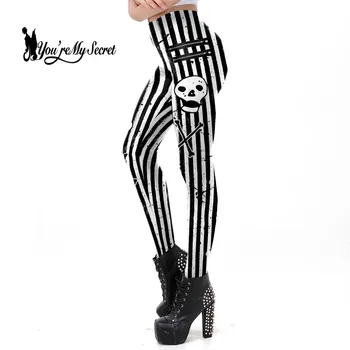 [Sa oled Minu Salajane] 3D Skelett triibumustriga Naiste Püksid Halloween Fashion Pehme, Paindlik, Kõrge Vöökoht Seksikas Säärised Fitness