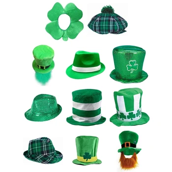 Saint Patrick Päev härga sarvest Mütsi roheline pikk ühise põllumajanduspoliitika habeme Ristik Shamrock ' Naised Mehed Täiskasvanud Iiri Festival
