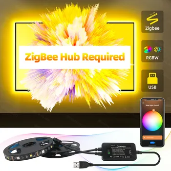 Samrt ZigBee 3.0 USB RGBW TV LED Valgus Töö DC5V koos Rummu Sild, Kaja Pluss Alexa hääljuhtimine TV Ümbritseva Backlights