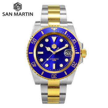 San Martin moodustab 40,5 mm Diver Watch kahevärviline Vee Vaimu NH35 Luksus Sapphire Mehed Mehaanilised Kellad 20Bar Veekindel BGW-9 Helendav