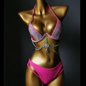 Sandy Beach Puhkus, Baar Sexy Bikini Set Naiste Teemant Supelrõivad Tõusis Kive Supelda Varustus Crystal Beachwear Rinnahoidja+Püksikud