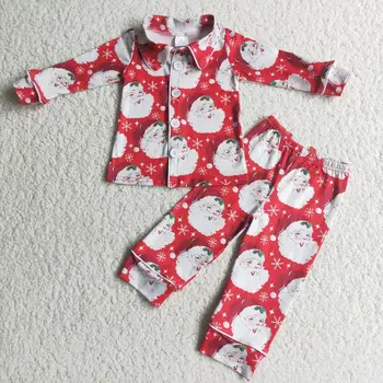 Santa Claus Lumehelves Punane Pidžaama Christmas Baby Girl Riietus Talvel Ruffle Cardigan Nuppu Pajama Püksid Mugav 2-Osaline Komplekt