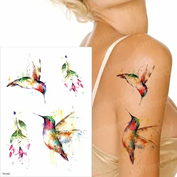 seksikas ajutine tätoveering paarid koolibri tätoveering kleebis käe naiste tätoveeringud linnud akvarell tätoveering vee üleandmise tatto kleebised