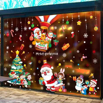 [SHIJUEHEZI] Jõulud Klaas Kleebised DIY Santa Claus Laste Seina Kleebised Elu-Tuba vaateakende Festivali Kodu Kaunistamiseks