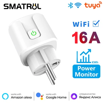 SMATRUL Tuya WiFi Smart Pistik 16A 220V Adapter Wireless Remote hääljuhtimine Võimsus Jälgida Taimer Pesa Home Kit Google Alexa