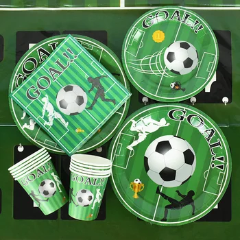 Soccer Jalgpalli Teema Poole Ühekordsed Nõud Paberi Cups Plaadid Poistele Sünnipäeva Kaunistamise Tarvikud